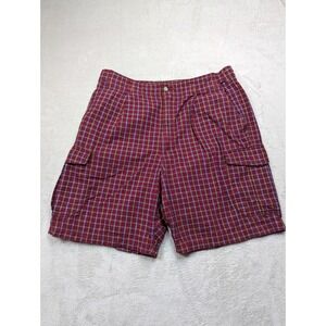 Pendleton Cargo Shorts Mens 34 Plaid Red Blue Vintage Outdoor Hiking 100% Cotton